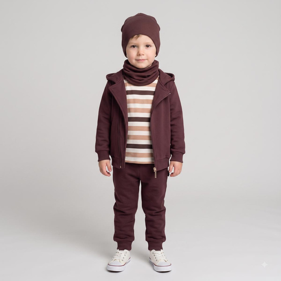 227276 Nicol BENEK Felpa con cappuccio da bambino marrone scuro con zip