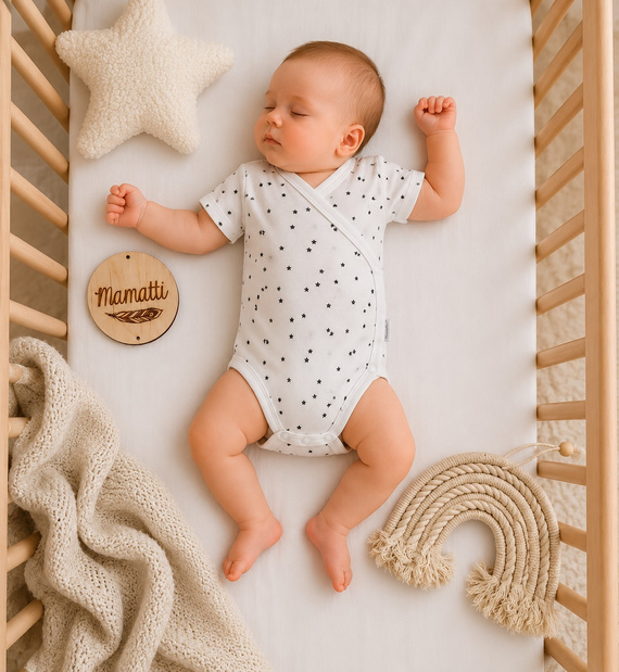 Mamatti BK16225 Body incrociato neonato manica corta stelle