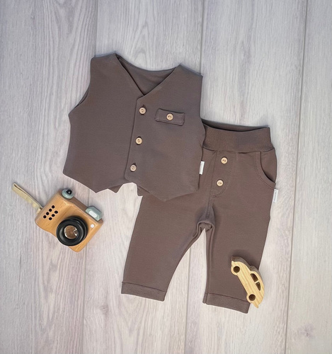 Mamatti KC016 completo bambino elegante gilet pantaloni latte