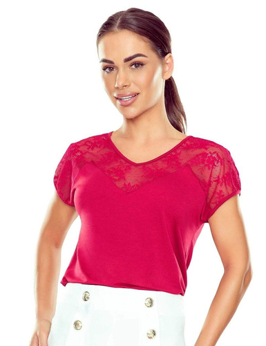 Elegante blusa da donna Filona Eldar bordeaux | Pizzo, viscosa elasticizzata, manica corta | Ideale per ogni occasione