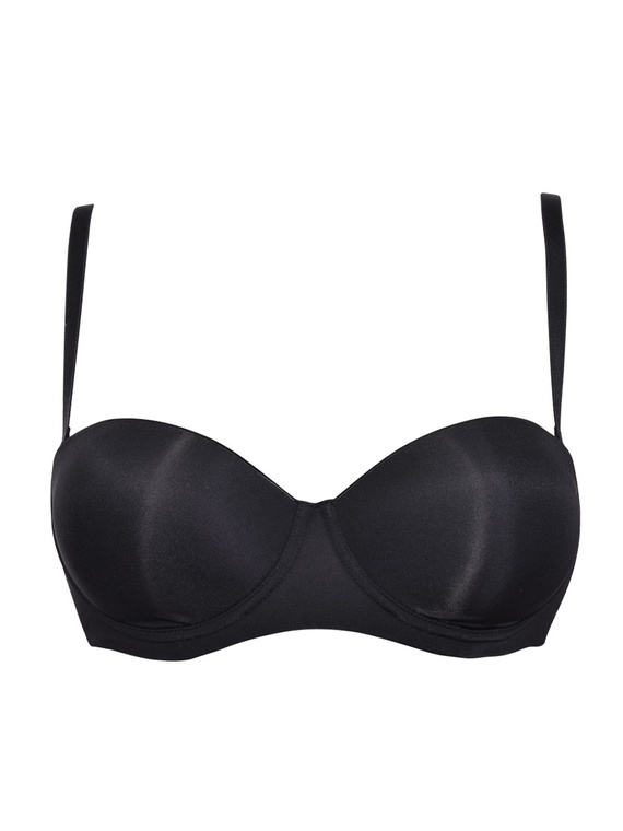 2550 Reggiseno a fascia - imbottito, liscio, con spalline rimovibili Sielei nero