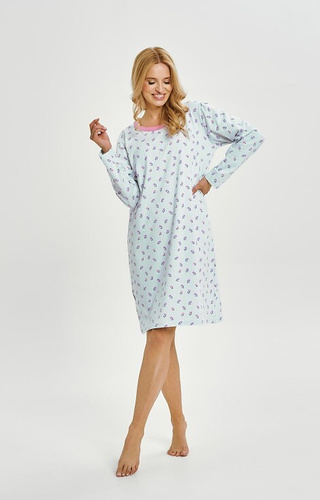 3447 Yolanda Camicia Taro donna - cotone con elastan, stampa floreale, manica lunga