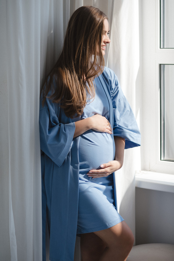 Milk&Love vestaglia premaman blu - cotone con elastan, confortevole, manica 7/8