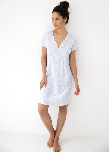 Camicia da notte da donna Michaela Sensis - 100% cotone floreale, scollatura a V a busta, ideale per l'allattamento, comfort elevato