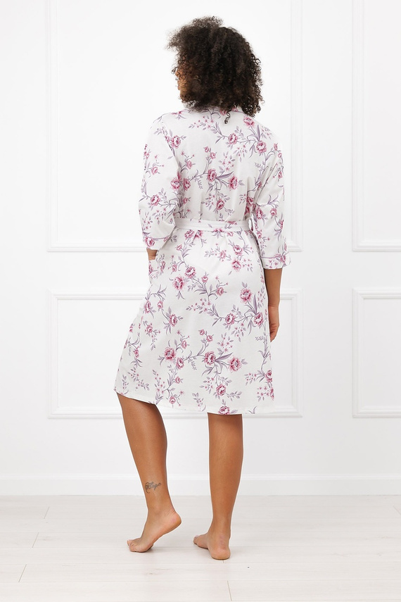 Accappatoio da donna Beauty Italian Fashion 100% cotone fiori manica 3/4