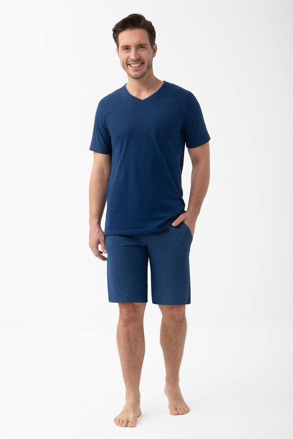 Pigiama uomo Luna 1602 in cotone con scollo a V e pantaloncini