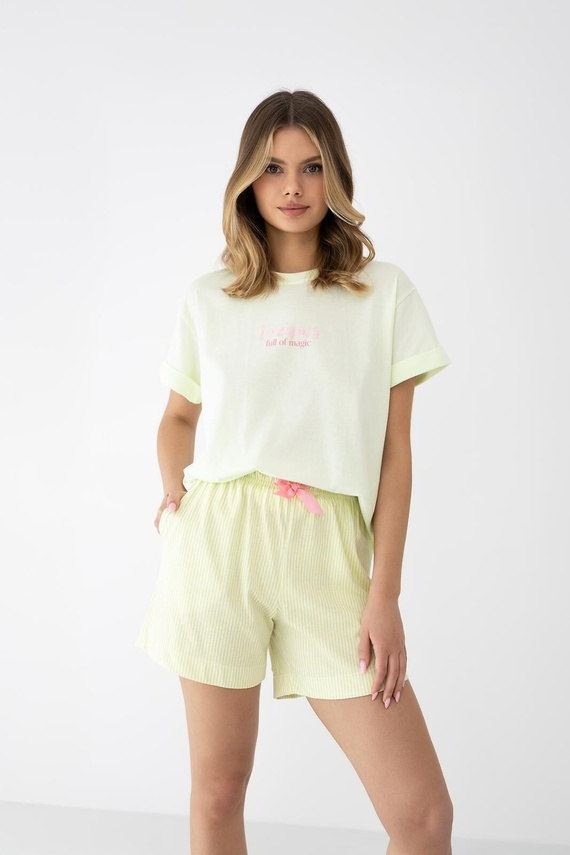 Pigiama donna Sensis Savanna lime cotone maglia e pantaloncini