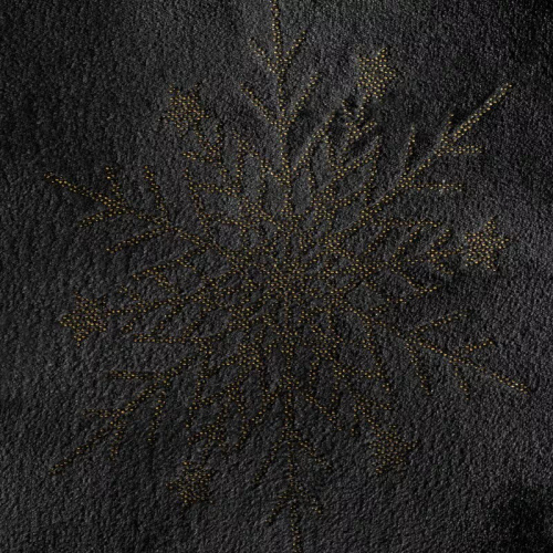 Eurofirany Coperta natalizia nera oro fiocchi di neve - morbido copriletto in microfibra, 240 g/m²