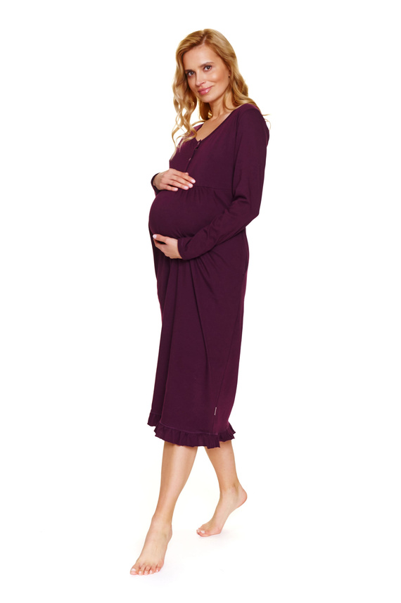 7318 Doctor Nap - Camicia da notte in cotone per gravidanza e allattamento - manifattura polacca - bordeaux