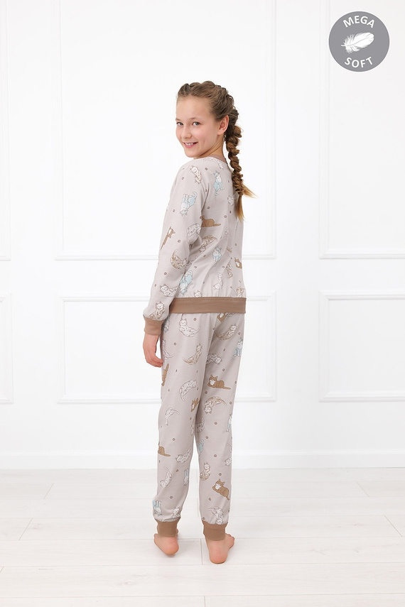 Italian Fashion Filka Pigiama bambino Mega Soft lungo con gatti caldo