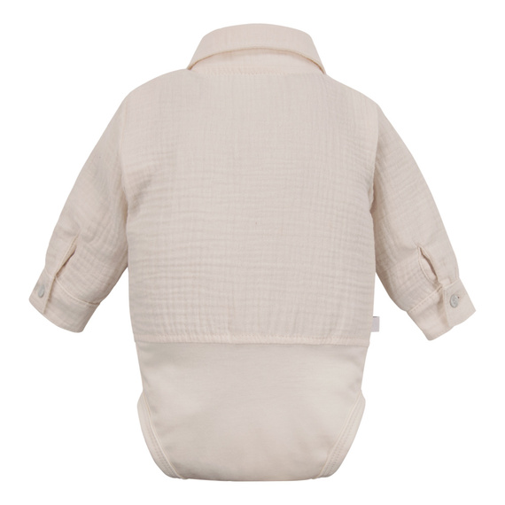 Corpo camicia in mussola da cerimonia con colletto per bambino Eevi elegante- beige