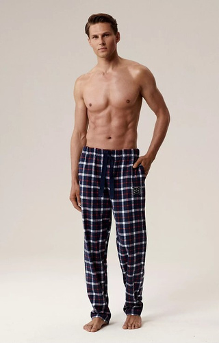 NMB -045 Atlantic blu navy - pantaloni del pigiama in flanella a quadri da uomo