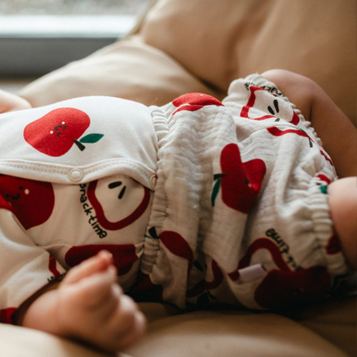 Bloomers neonato Eevi Snack Time mussola cotone ecru leggeri