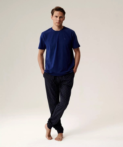 Pigiama da uomo NMP-388 Blu Atlantico - cotone, manica corta