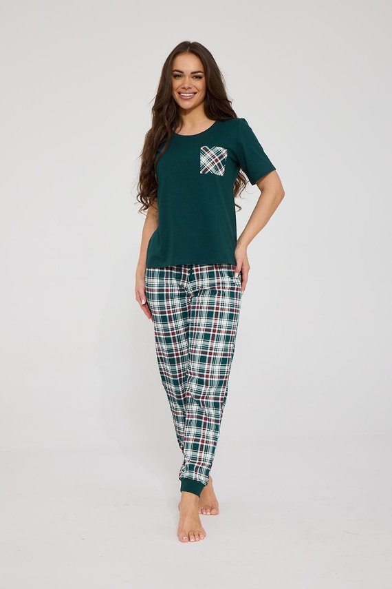 Cornette Scarlett 730/483 Pigiama Donna Verde 100% Cotone a Quadretti