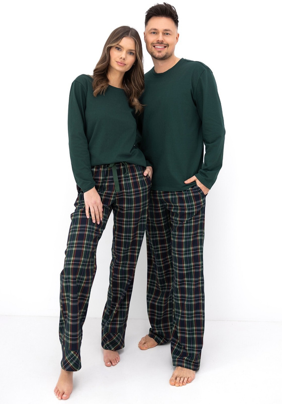 Sensis Logan pigiama uomo 100% cotone pantaloni a quadri verdi