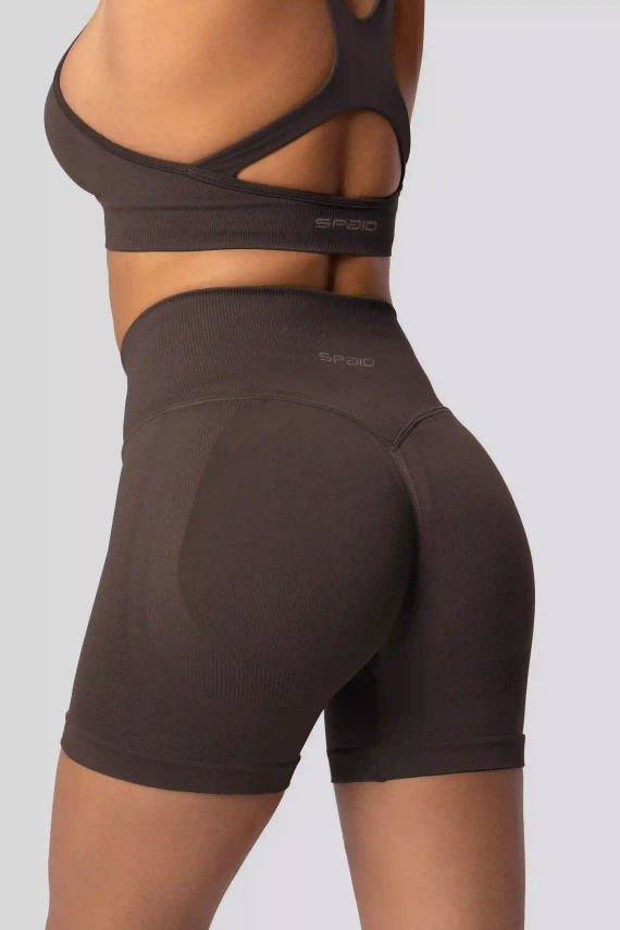 Spaio PUSH-UP PRO shorts modellanti senza cuciture vita alta fitness chocolate