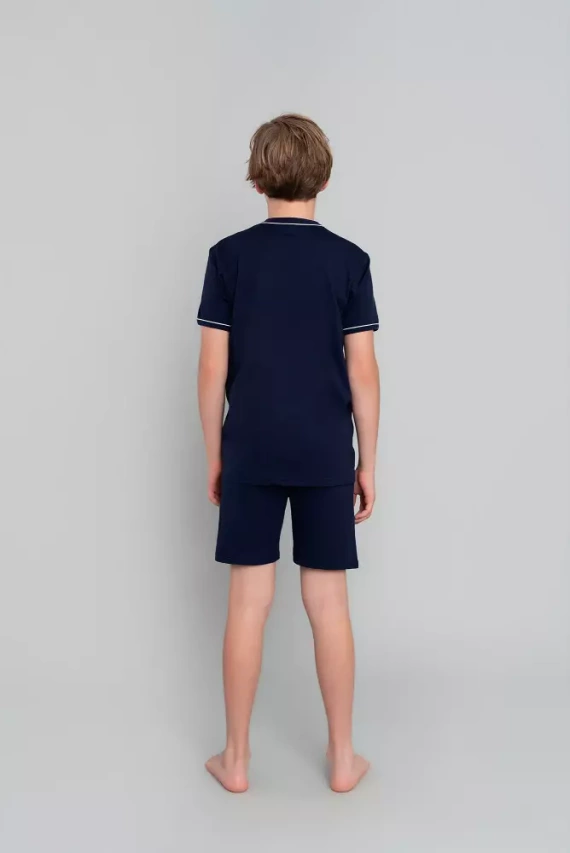 Pigiama Gibson Boys a maniche corte, pantaloni Italian Fashion - blu navy