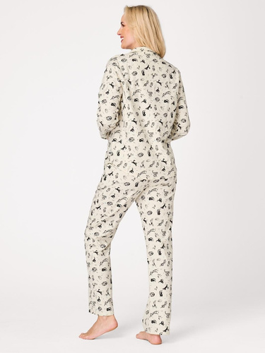 Pigiama donna Key LNS 921 B26 ecru – 100% cotone, bottoni, stampa