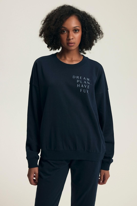 Pigiama Henderson donna 43705 Delancy blu navy - cotone, manica lunga, comodo e alla moda