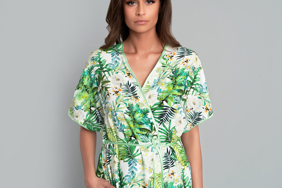 Florina Accappatoio da donna Moda italiana - stampa di foglie