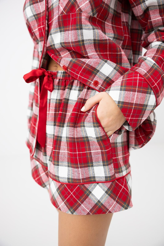 Pigiama Alivia Sensis - pigiama da donna in cotone con camicia a quadri e pantaloni lunghi