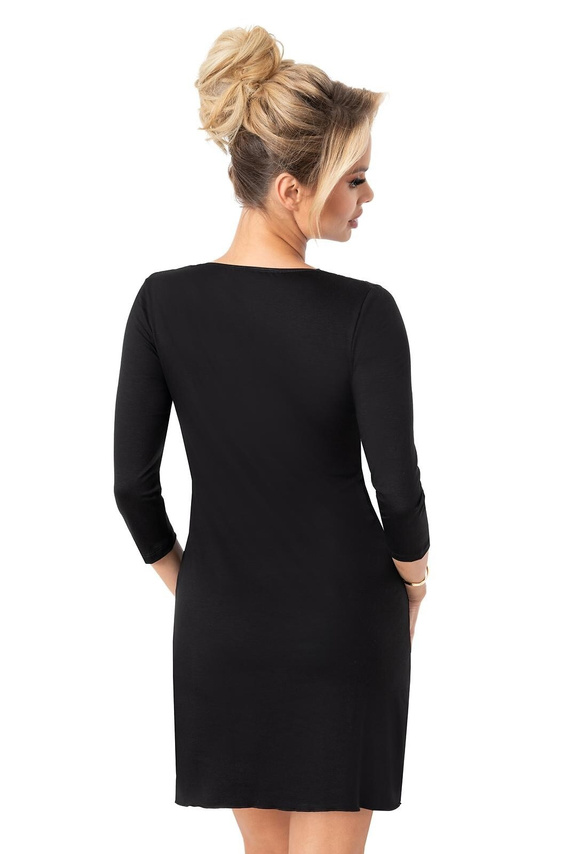 Camicia da notte Donna Margo nera - viscosa, pizzo, manica a 3/4, lunghezza prima del ginocchio