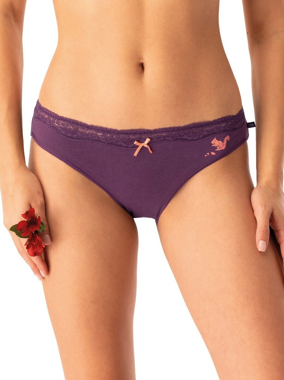 Mutandine da donna LPR 706 B25 Key aubergine - cotone, confezione da 2 pezzi in scatola, comode e classiche