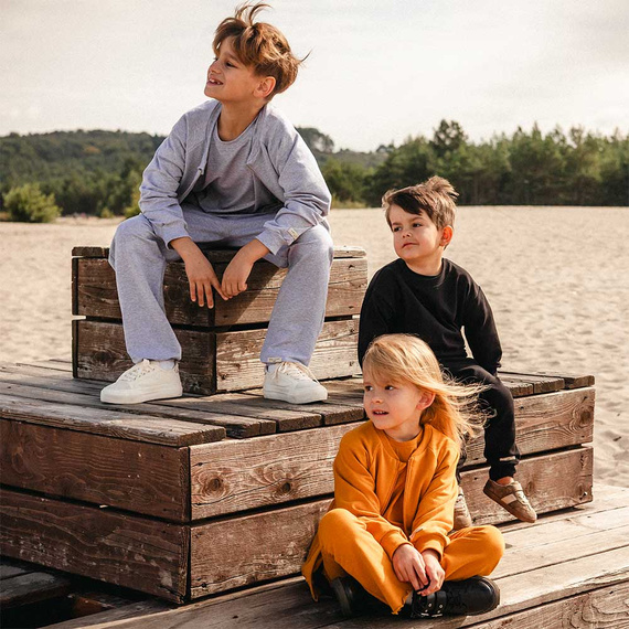 Simply Comfy Felpa bomber grigio Eevi per bambini - cotone, leggera, senza cappuccio