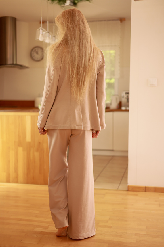 Emi - giacca elegante da donna, 95% cotone 5% elastan | marchio polacco Mirale - beige