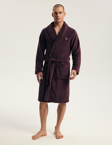 Accappatoio Henderson da uomo 43447 Vocal grey - cappuccio, maglia calda, comfort ed eleganza