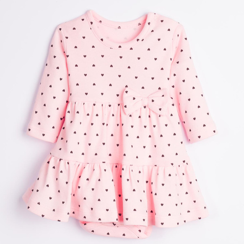 Vestito-body Nicol Tosia 225160 100% cotone rosa con cuori e volant