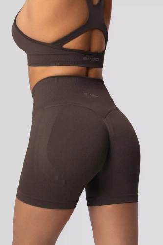 Spaio PUSH-UP PRO shorts modellanti senza cuciture vita alta fitness chocolate