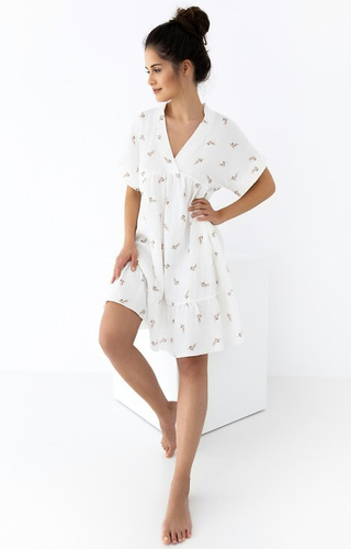 Camicia da notte Nastia in mussola Sensis - ecrù