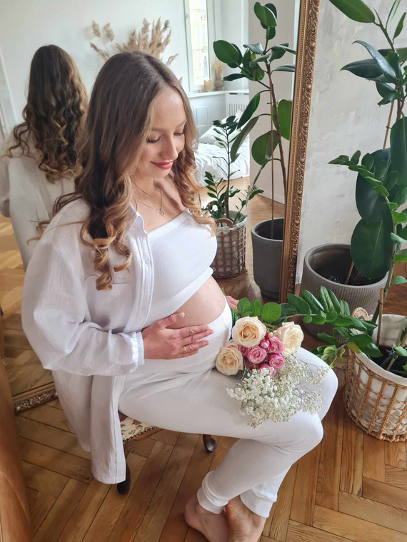 3411C/E Leggings premaman a vita alta a costine - comfort e stile in un unico capo - ecrù