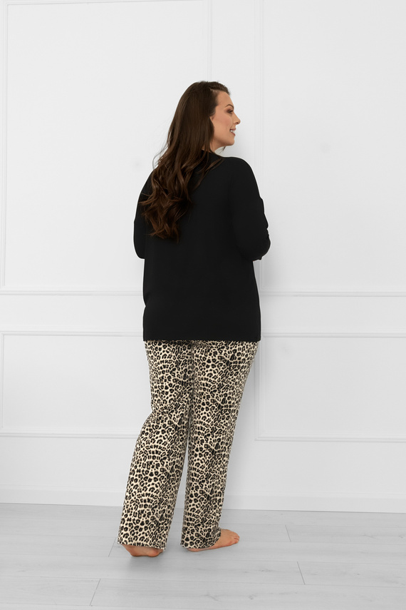 Kenia Pigiama da donna Moda Italiana - manica lunga, pantalone con stampa leopardata