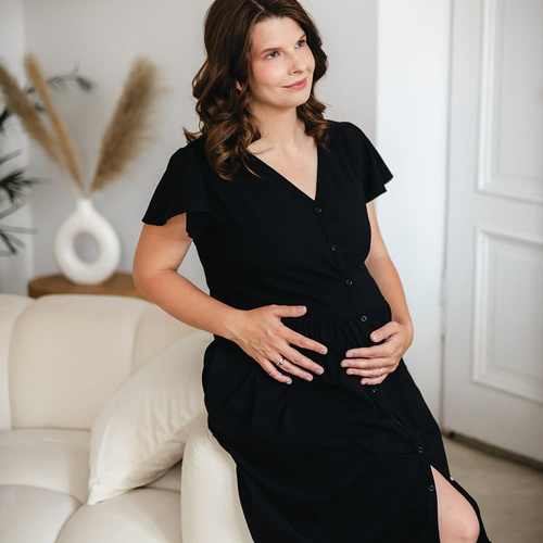 Linda Camicia sbottonata in gravidanza Eevi nero - per allattamento, elastica, traspirante, qualità polacca