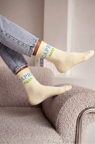 Calze donna cotone Milena 0200-239 Capri– a coste comode quotidiane ecru