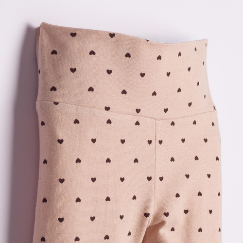226201 Nicol HANIA Leggings bambina in cotone beige con cuoricini