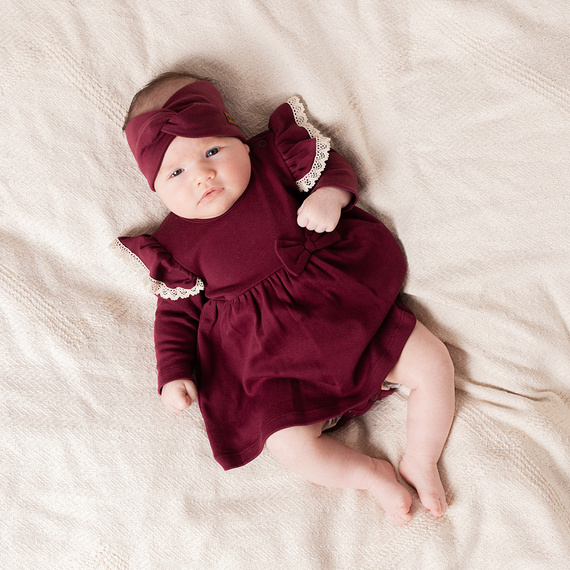 217066 Fascia per capelli a coste in cotone Alisa Nicol - bordeaux