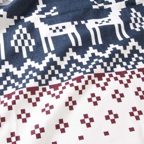 31515/1 Biancheria da letto natalizia in flanella Flanelove Darymex maroon blu navy - set 100% cotone, caldo e morbido