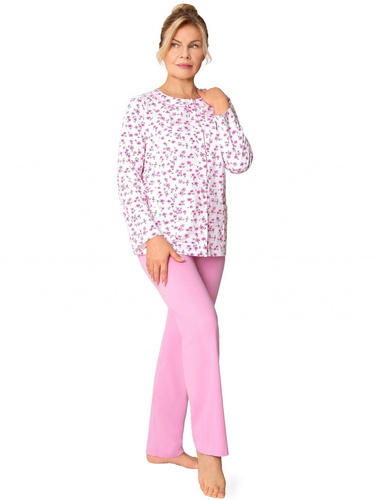 Maria III 202 Martel Pigiama da donna Rosa Scuro 34- 100% Cotone | Senza bottoni | Manica lunga e pantaloni lunghi | Comfort Premium per tutto l'anno