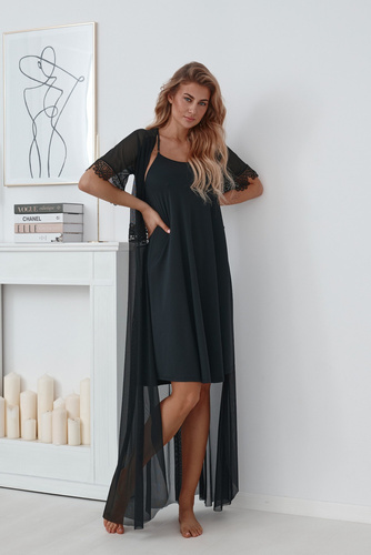 509 Lupoline vestaglia a vestaglia da donna - nero