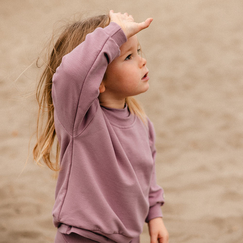 Felpa da bambino Simply Comfy Eevi - oversize, 100% cotone, erica