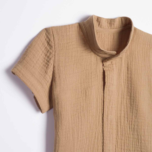 Camicia bambino Nicol 224352 mussola 100% cotone manica corta - caramello