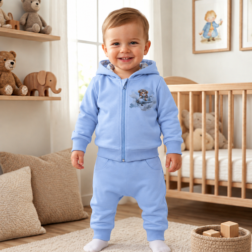 NINI Baby Bear Pilot pantaloni tuta neonato in cotone organico ABN-5752/BLE