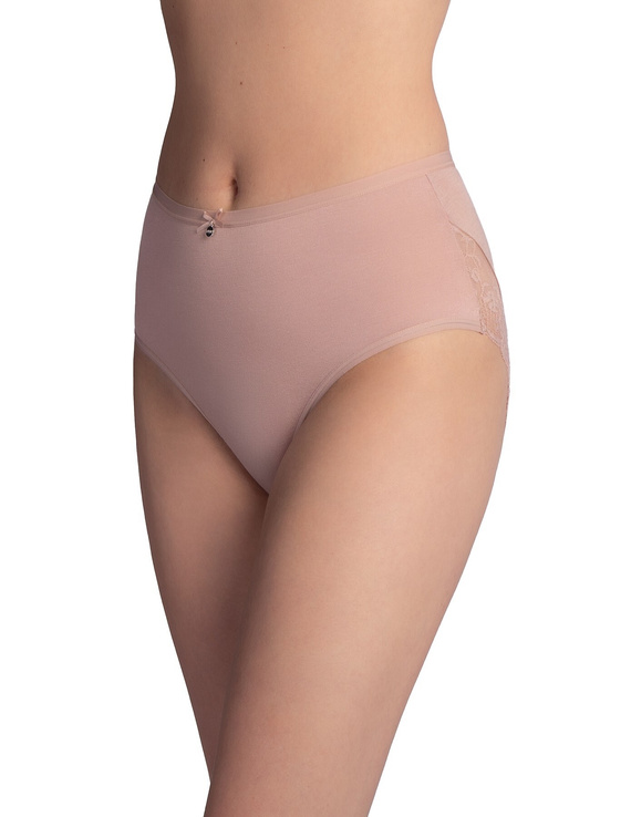 Slip midi salmone-mocca LAMA L-VIS 1602 MD alti in viscosa con pizzo 2-pack