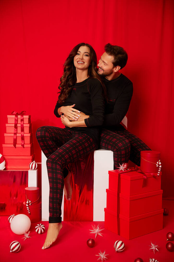 Ordesa Pigiama da donna manica lunga, pantaloni lunghi Moda italiana - nero/stampa