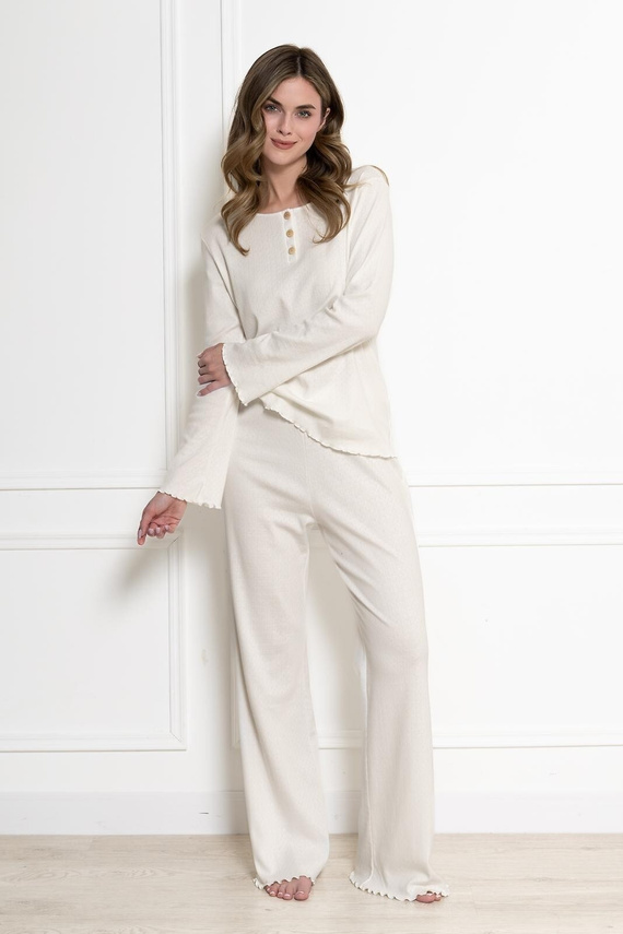 Pigiama donna Bernadeta 1796 Leveza crema 100% cotone manica lunga
