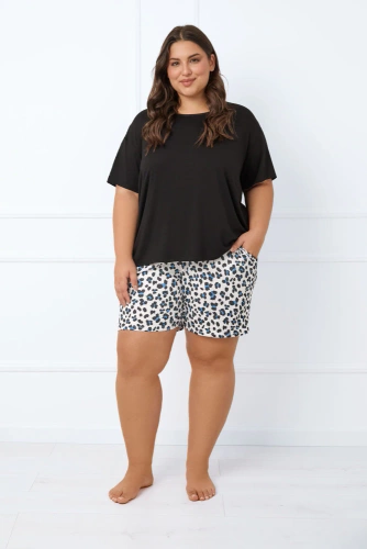 Savanna Pigiama da donna a maniche corte, pantaloni corti Moda italiana - nero